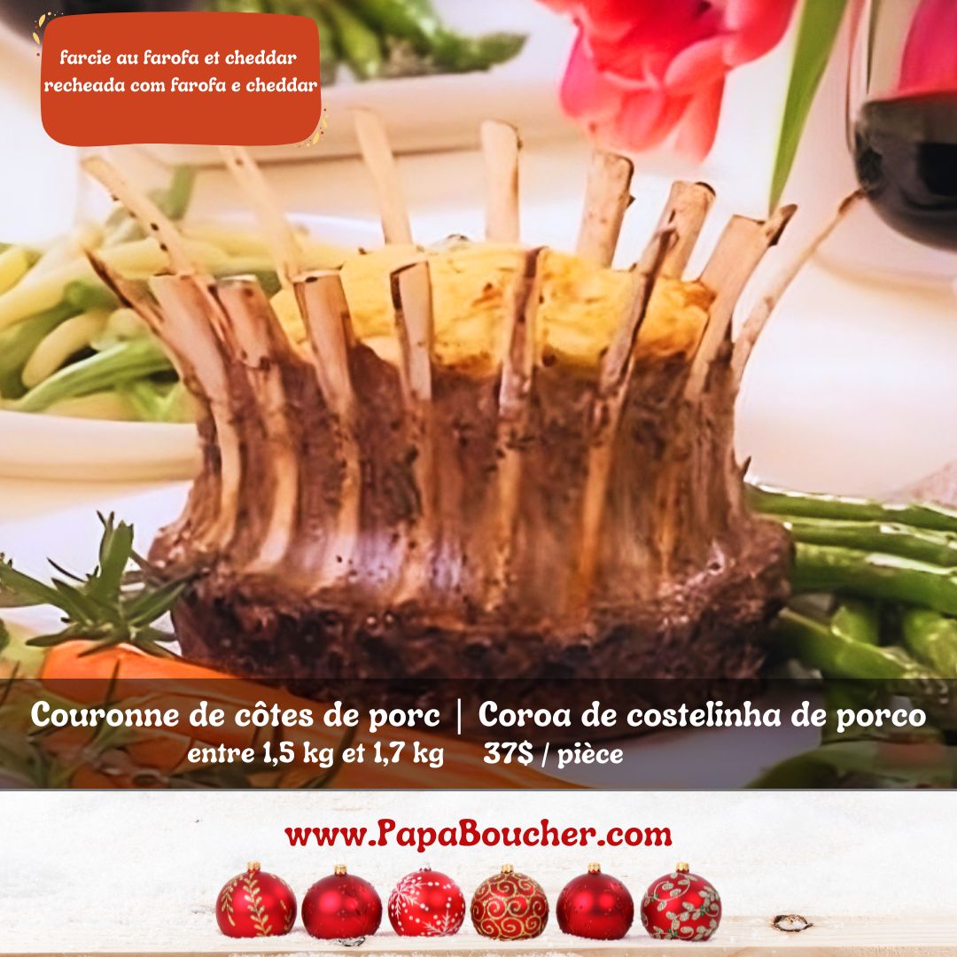 Couronne de côtes de porc farcie avec farofa et cheddar - prêt à cuire