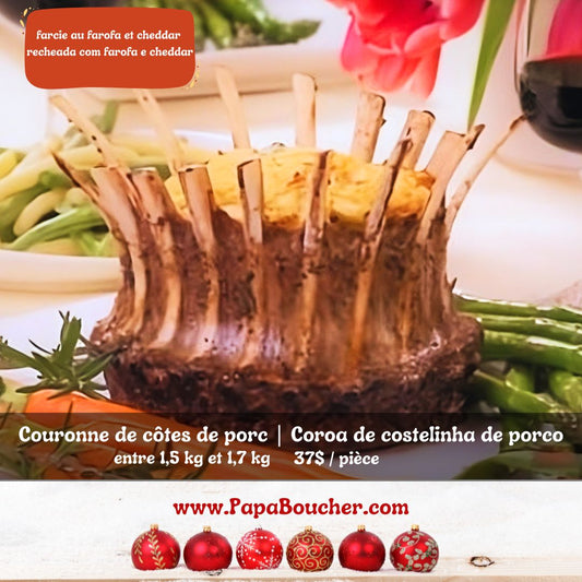 Couronne de côtes de porc farcie avec farofa et cheddar