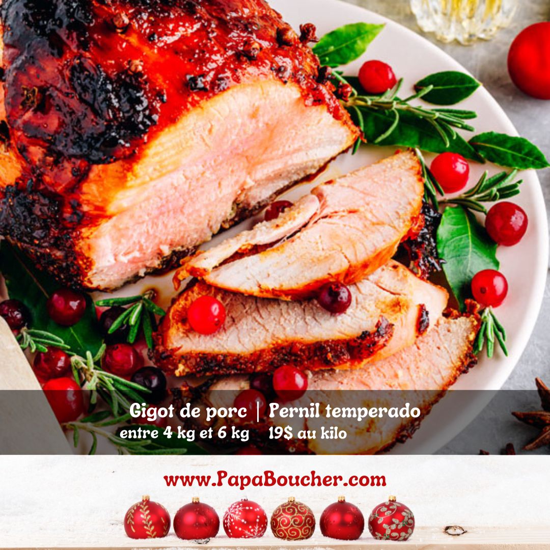 Gigot de porc assaisoné - 4.5kg - prêt à cuire