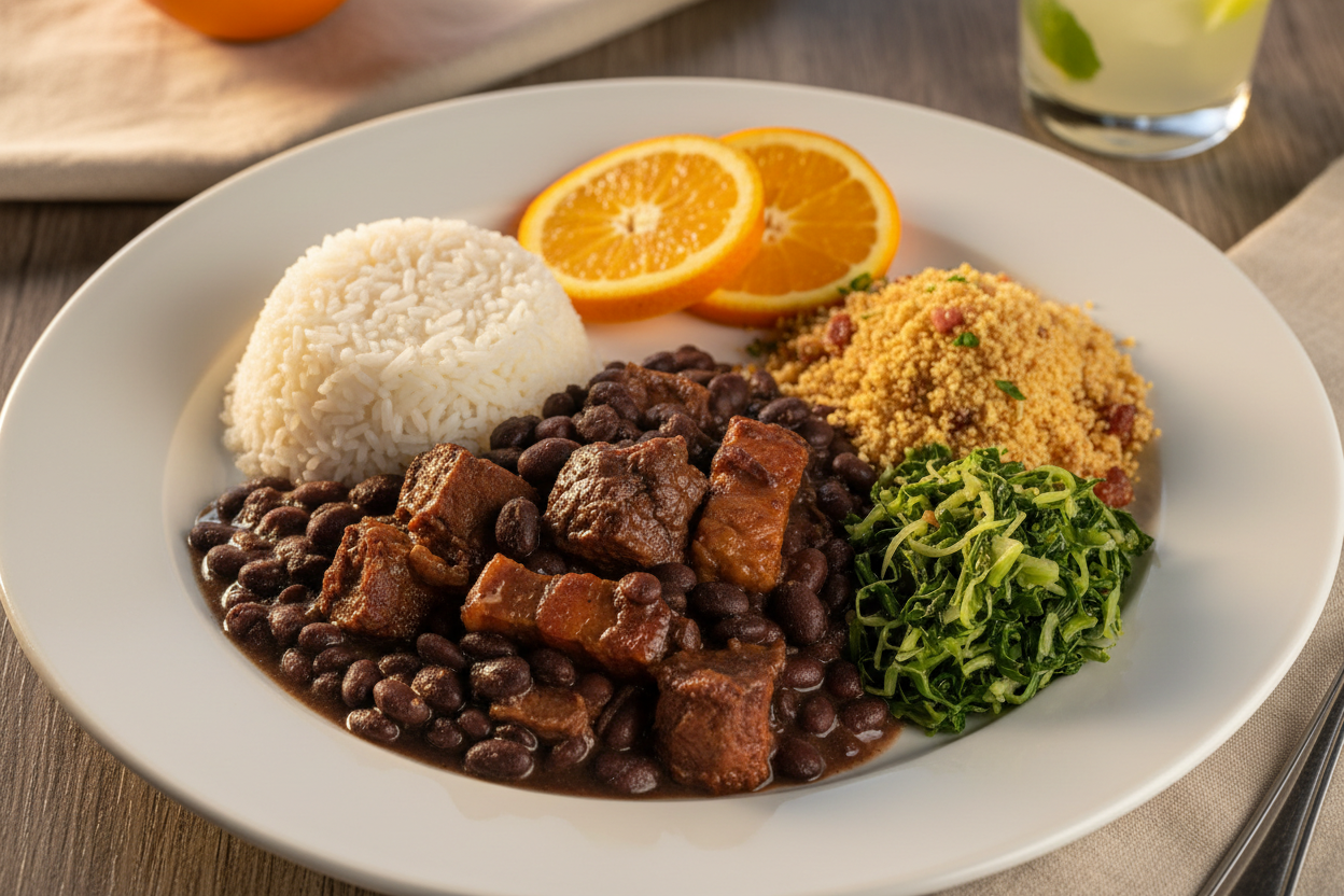 feijoada completa no prato