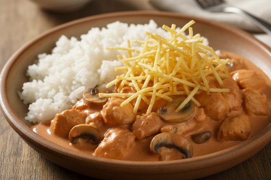 gere outra imagem de estrogonofe de frango