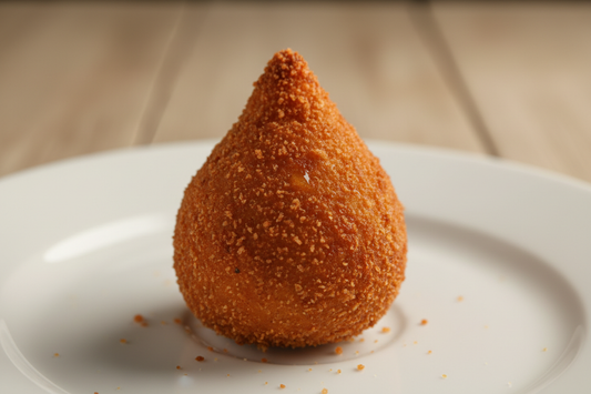 gere uma imagem de uma coxinha dentro de um prato